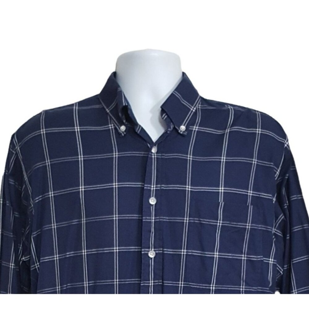 Resistol Mens Western Shirt M Blue Plaid Button Down Cotton Long Sleeve‎